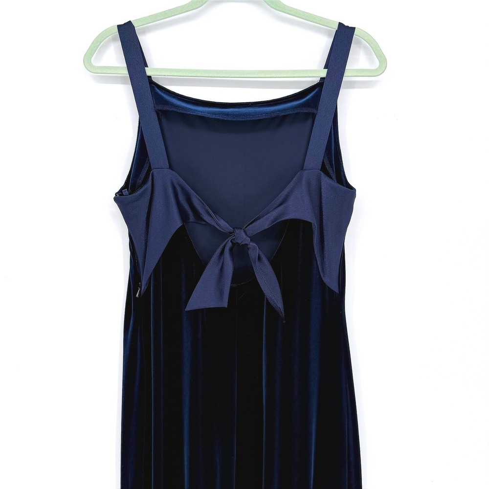 Plaza South Vintage Navy-Blue Velvet Square Neck Maxi Dress Size‎ 14 - Picture 4 of 13